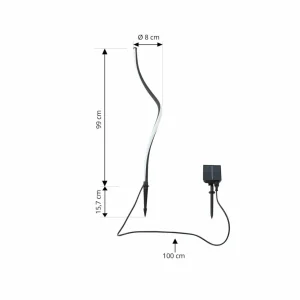 Lindby lampe solaire LED Sabriel, courbe, noir, aluminium, 3000K^ Lampes Décoratives