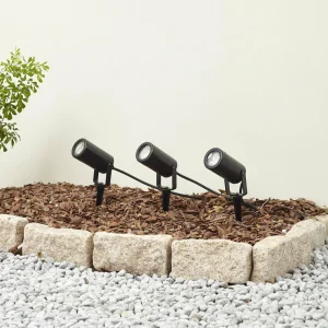 Lindby lampe sur piquet Thorgal, Ø 6 cm, noir, set de 3 pièces^ Projecteurs D'Extérieur