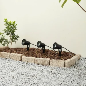 Lindby lampe sur piquet Thorgal, Ø 9,8 cm, noir, set de 3 pièces^ Projecteurs D'Extérieur
