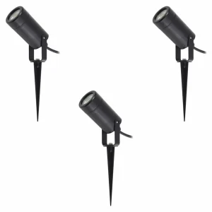Lindby lampe sur piquet Thorgal, Ø 6 cm, noir, set de 3 pièces^ Projecteurs D'Extérieur