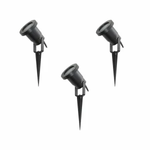 Lindby lampe sur piquet Thorgal, Ø 9,8 cm, noir, set de 3 pièces^ Projecteurs D'Extérieur