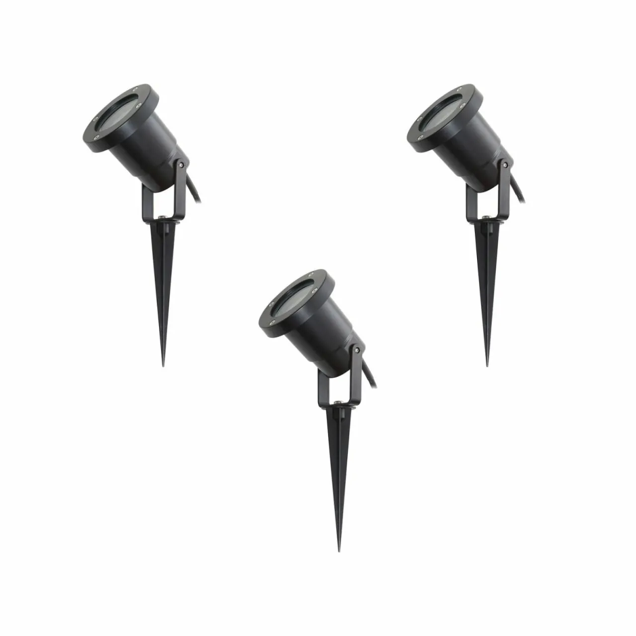 Lindby lampe sur piquet Thorgal, Ø 9,8 cm, noir, set de 3 pièces^ Projecteurs D'Extérieur