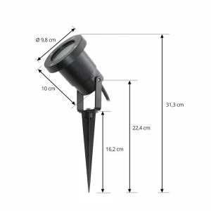 Lindby lampe sur piquet Thorgal, Ø 9,8 cm, noir, set de 3 pièces^ Projecteurs D'Extérieur