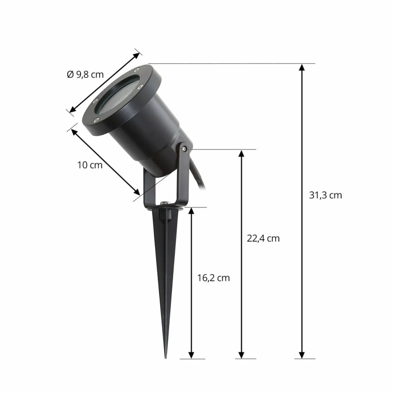Lindby lampe sur piquet Thorgal, Ø 9,8 cm, noir, set de 3 pièces^ Projecteurs D'Extérieur