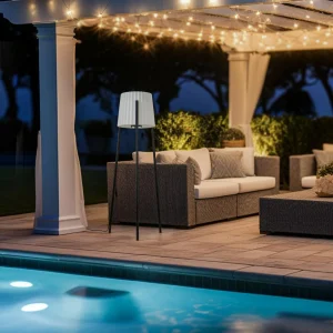 Lucande Lindby luminaire de terrasse Jaimy, 148 cm, tripode, aluminium^ Luminaires De Terrasse