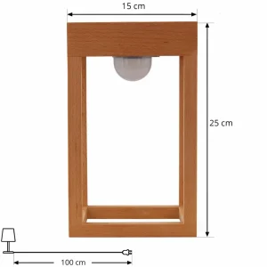 Lindby luminaire de terrasse LED solaire Peransa, bois, 25 cm de haut^ Lampes Décoratives