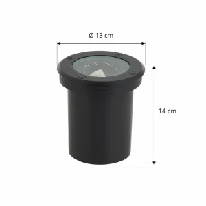 Lindby luminaire encastré dans le sol Cliff, Ø 13 cm, rond, noir^ Spots Encastrés Dans Le Sol D'Extérieur