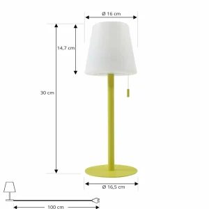 Lindby luminaire LED rechargeable Azalea jaune Alu CCT réglable en hauteur^ Lampes Décoratives