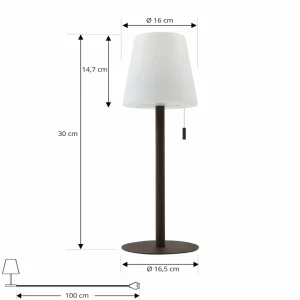 Lindby luminaire LED rechargeable Azalea marron Alu CCT réglable en hauteur^ Lampes Décoratives