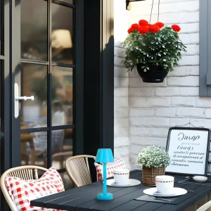 Lindby luminaire LED rechargeable Gaja, bleu, USB, IP44, RGBW, intensité^ Lampes Décoratives