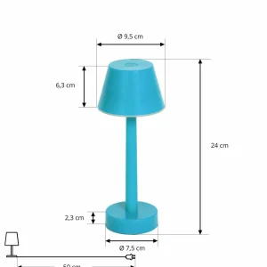 Lindby luminaire LED rechargeable Gaja, bleu, USB, IP44, RGBW, intensité^ Lampes Décoratives