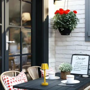 Lindby luminaire LED rechargeable Gaja, jaune, USB, IP44, RGBW, intensité^ Lampes Décoratives