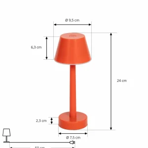 Lindby luminaire LED rechargeable Gaja, rouge, USB, IP44, RGBW, intensité^ Lampes Décoratives