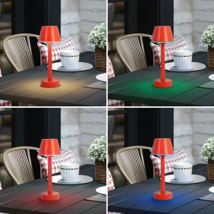 Lindby luminaire LED rechargeable Gaja, rouge, USB, IP44, RGBW, intensité^ Lampes Décoratives