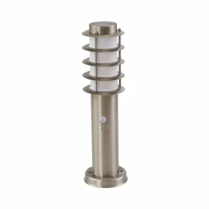 Lindby luminaire pour socle Hanja, capteur, acier inoxydable, Ø 11,7 cm^ Potelets Extérieurs Avec Détecteur