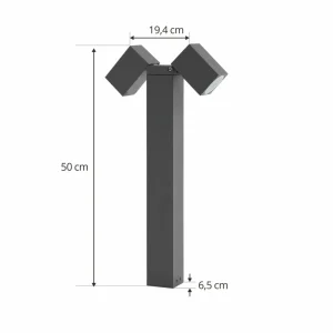 Lindby luminaire pour socle Othil, à 2 lampes, 50 cm, gris, aluminium^ Potelets Extérieurs