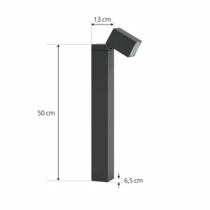 Lindby luminaire pour socle Othil, hauteur 50 cm, gris, aluminium^ Potelets Extérieurs