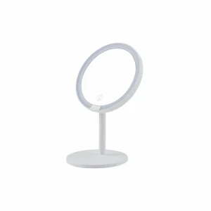 Lindby miroir LED rechargeable Renki, blanc, plastique, intensité variable^ Meubles & Aménagements