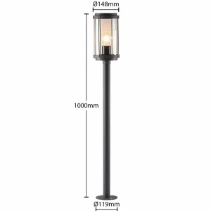 Lindby Ojali borne lumineuse, ronde, gris foncé^ Bornes Éclairage Extérieur