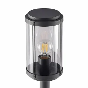 Lindby Ojali borne lumineuse, ronde, gris foncé^ Bornes Éclairage Extérieur