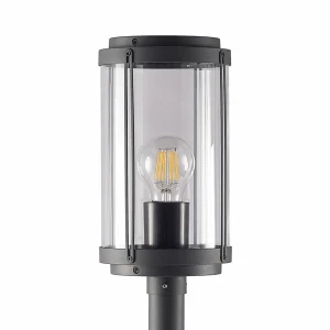 Lindby Ojali borne lumineuse, ronde, gris foncé^ Bornes Éclairage Extérieur