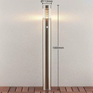 Lindby Piper borne lumineuse acier inox, détecteur^ Bornes Extérieures Avec Détecteur