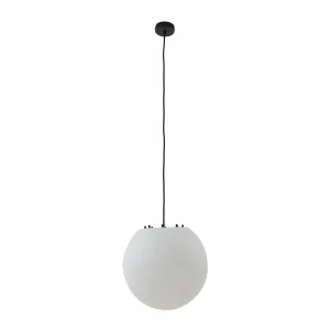 Lindby suspension d'extérieur Alea, blanc, plastique, Ø 38 cm^ Suspensions D'Extérieur