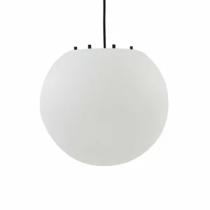Lindby suspension d'extérieur Alea, blanc, plastique, Ø 38 cm^ Suspensions D'Extérieur