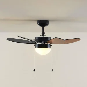 Lindby Ventilateur de plafond avec lumière Minja noir silencieux 78 cm^ Ventilateurs