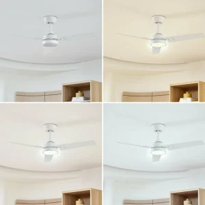 Lindby Ventilateur de plafond LED Aerallo, blanc, CCT, silencieux^ Ventilateurs