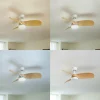 Lindby Ventilateur de plafond LED Enon, blanc/couleur bois, DC, silencieux^ Ventilateurs
