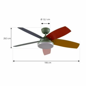 Lindby Ventilateur de plafond LED Jonte, bois, DC, silencieux, Ø 106 cm^ Ventilateurs