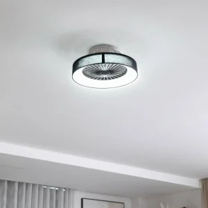 Lindby Ventilateur de plafond LED Mace, noir, silencieux, Ø 47 cm^ Ventilateurs