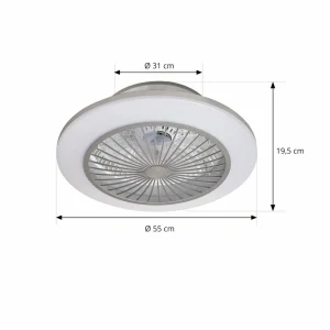 Lindby Ventilateur de plafond LED Mamuti, argenté, silencieux, Ø 55 cm^ Ventilateurs