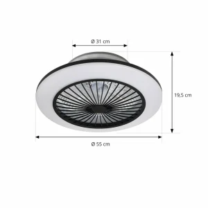 Lindby Ventilateur de plafond LED Mamuti, noir, silencieux, Ø 55 cm^ Ventilateurs