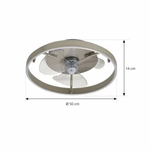 Lindby Ventilateur de plafond LED Momitu, argenté, silencieux, Ø 14 cm^ Ventilateurs