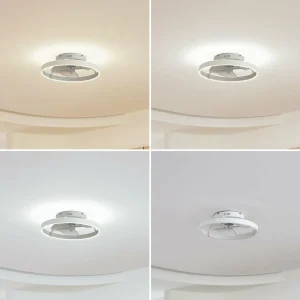Lindby Ventilateur de plafond LED Momitu, blanc, aluminium, Ø 14 cm^ Ventilateurs
