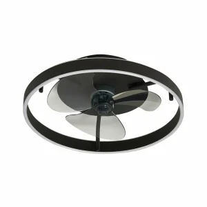 Lindby Ventilateur de plafond LED Momitu, noir, silencieux, Ø 14 cm^ Ventilateurs