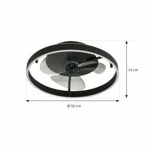 Lindby Ventilateur de plafond LED Momitu, noir, silencieux, Ø 14 cm^ Ventilateurs