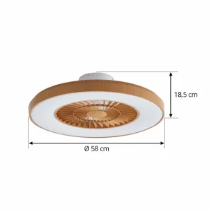 Lindby Ventilateur de plafond LED Teleo couleur bois DC silencieux CCT^ Ventilateurs