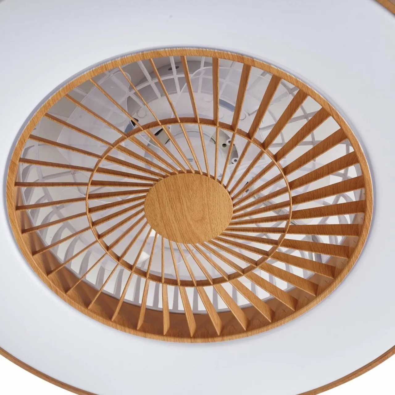 Lindby Ventilateur de plafond LED Teleo couleur bois DC silencieux CCT^ Ventilateurs