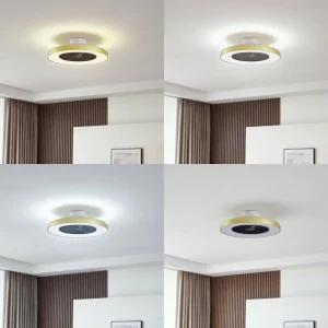 Lindby Ventilateur de plafond LED Teleo, laiton, DC, silencieux, Tuya^ Ventilateurs