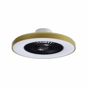 Lindby Ventilateur de plafond LED Teleo, laiton, DC, silencieux, Tuya^ Ventilateurs