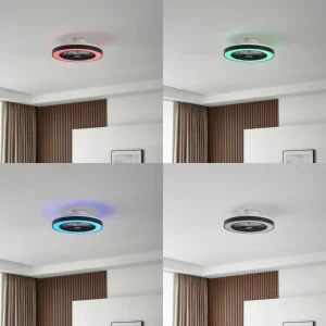 Lindby Ventilateur de plafond LED Teleo, noir, DC, silencieux, Tuya^ Ventilateurs