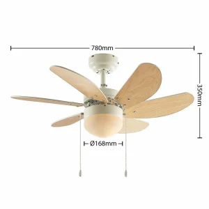 Lindby ventilateur de plafond Minja, blanc, bois^ Ventilateurs