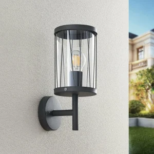 Lindby Yonan applique ronde, gris foncé, E27^ Appliques Murales Extérieures