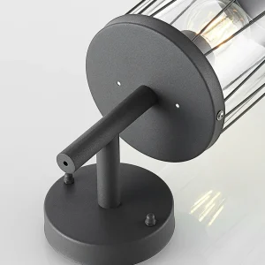 Lindby Yonan applique ronde, gris foncé, E27^ Appliques Murales Extérieures