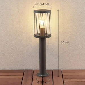 Lindby Yonan potelet, rond, gris foncé, E27^ Potelets Extérieurs