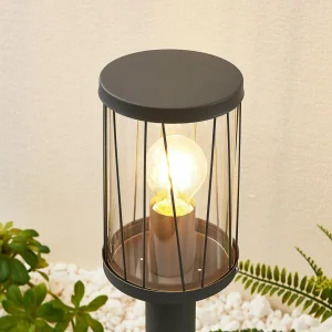 Lindby Yonan potelet, rond, gris foncé, E27^ Potelets Extérieurs