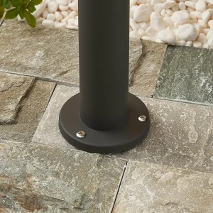 Lindby Yonan potelet, rond, gris foncé, E27^ Potelets Extérieurs